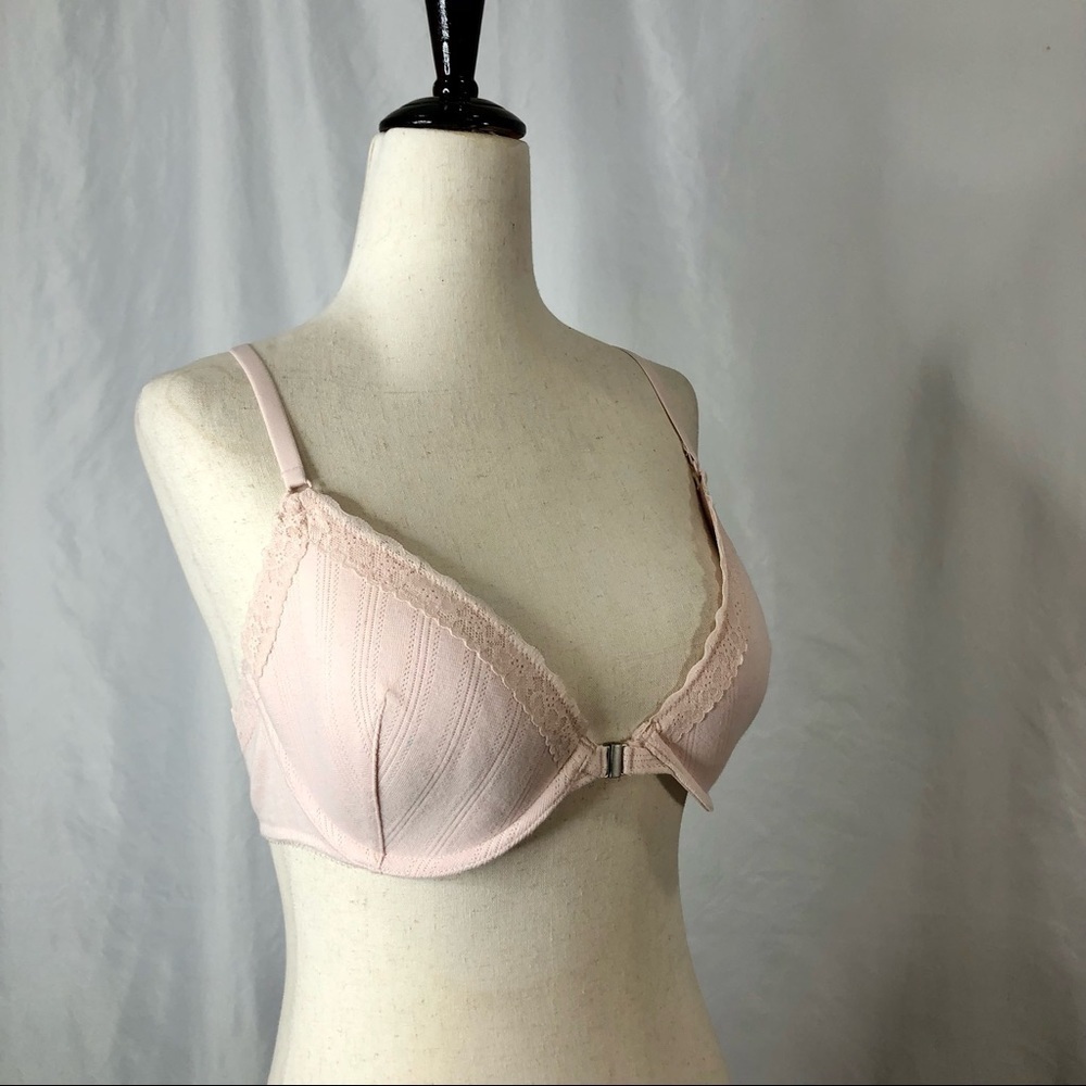 Aerie Hannah bra light pink front close racerback 36C